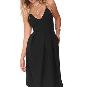 Classy Pleated Strappy Back Black Dreas